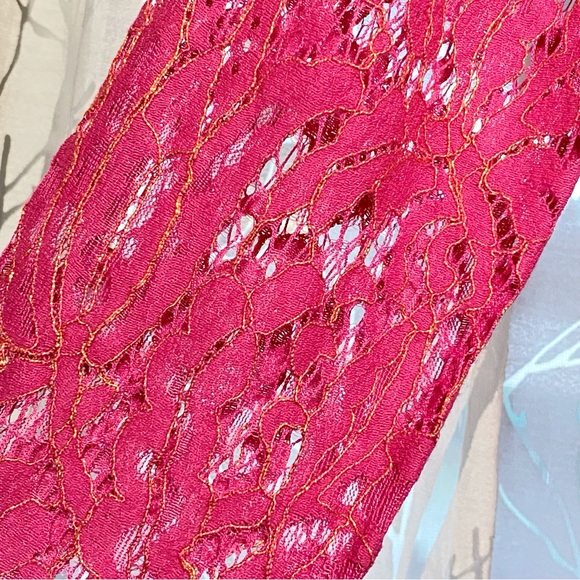 Dress The Population Cambria pink lace nude lining sheer long sleeve mini dress - Picture 8 of 9